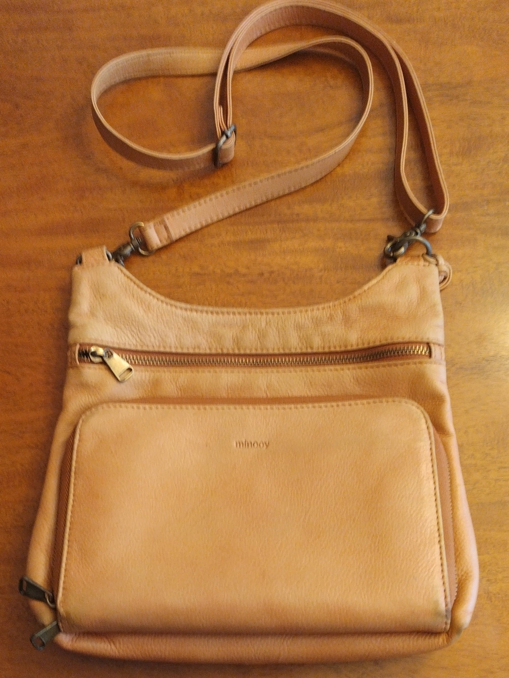 Crossbody Leather Bag in Tan by Minnow